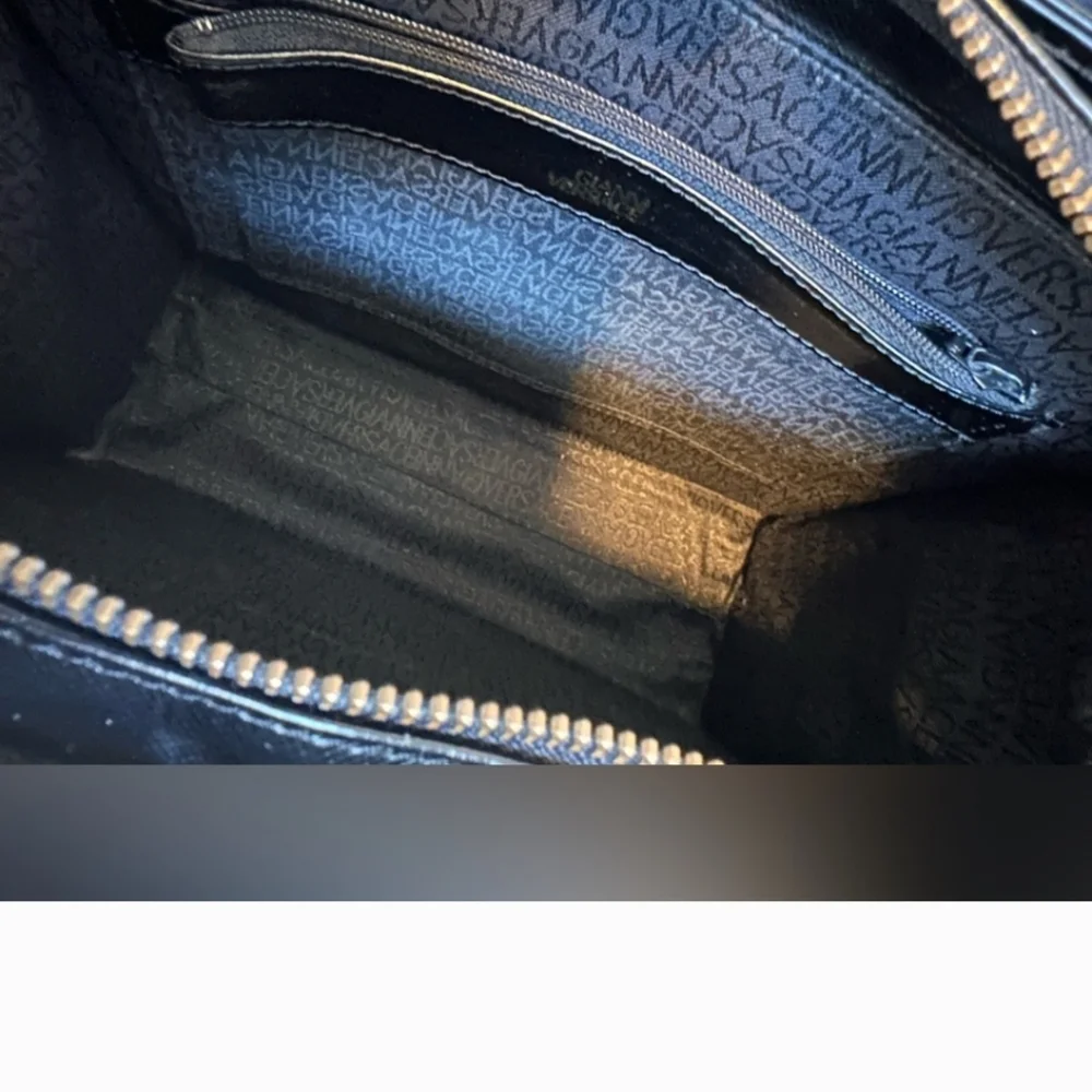 New Gianni Versace 2-Way Sunburst Black/Gold Leather Handbag w Dustbag - Picture 11 of 11